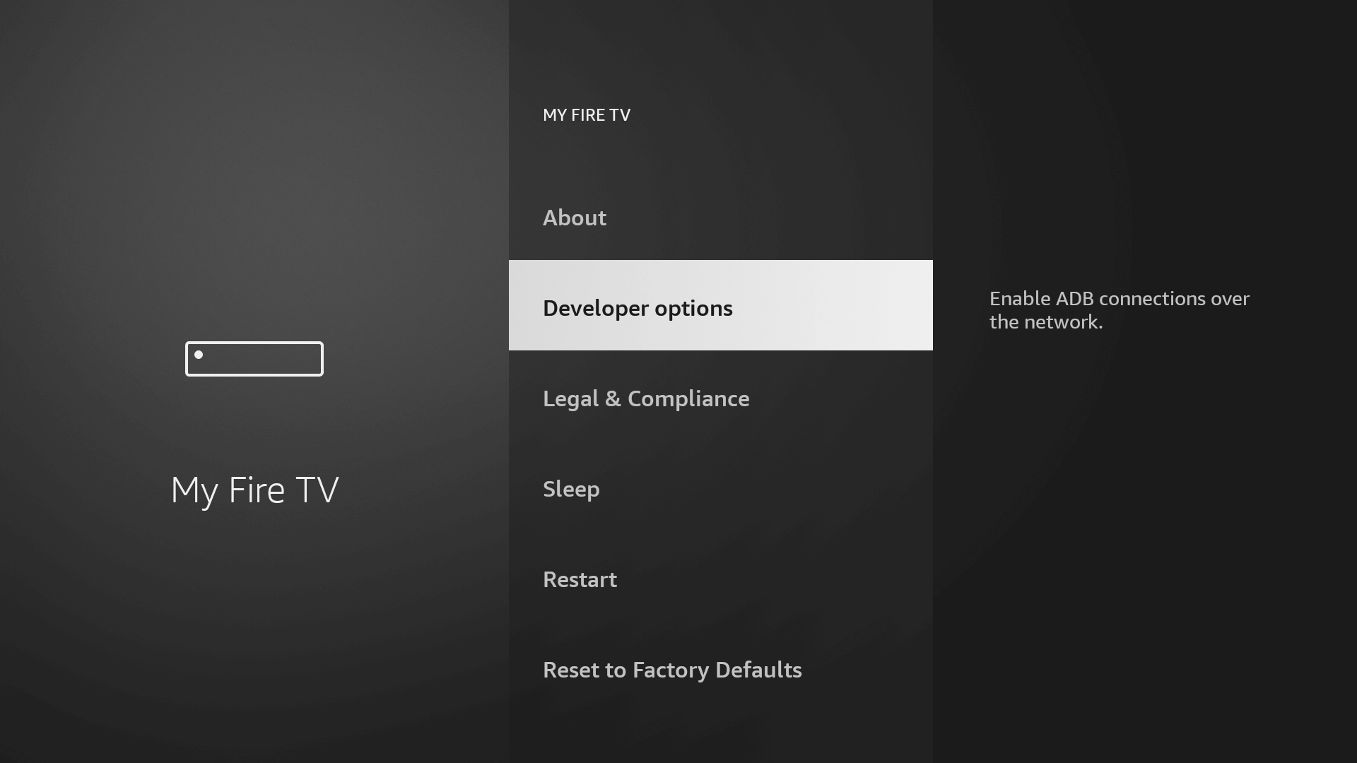 The My Fire TV settings menu
