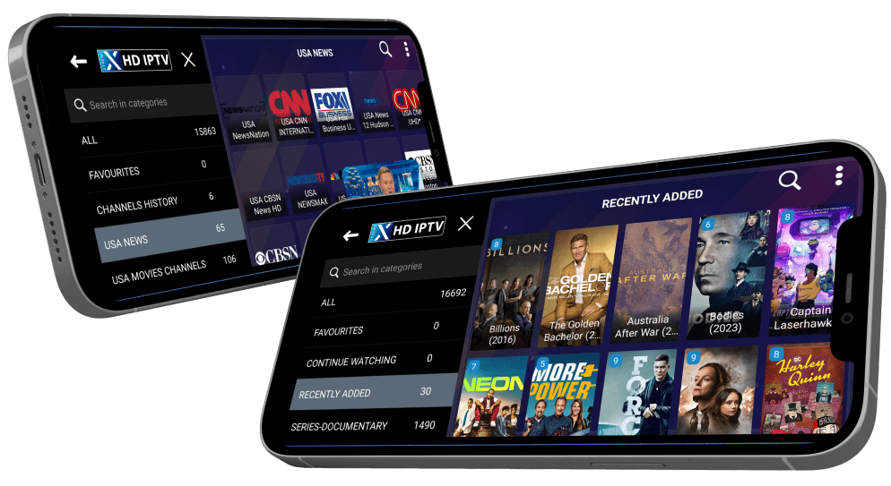 The Xtreme HD IPTV app on phones
